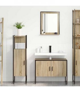 vidaXL Bathroom Furniture Set 3 pcs Brown 33 x 33 x 120.5 cm