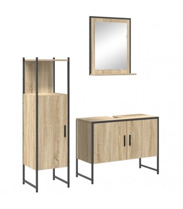 vidaXL Bathroom Furniture Set 3 pcs Brown 33 x 33 x 120.5 cm