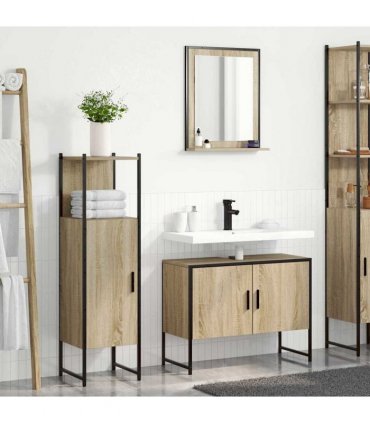 vidaXL Bathroom Furniture Set 3 pcs Brown 33 x 33 x 120.5 cm