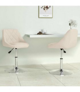 vidaXL Swivel Dining Chairs 2 pcs Cream Velvet