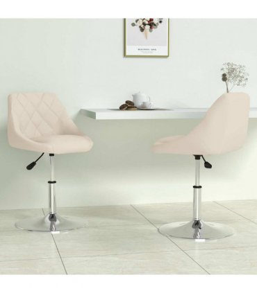 vidaXL Swivel Dining Chairs 2 pcs Cream Velvet