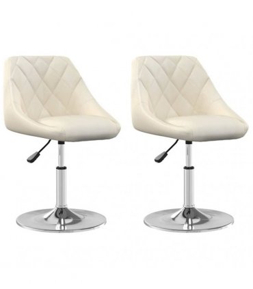 vidaXL Swivel Dining Chairs 2 pcs Cream Velvet