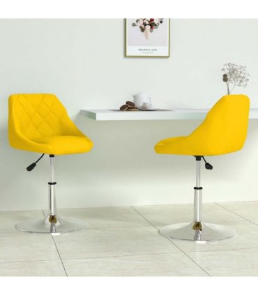 vidaXL Swivel Dining Chairs 2 pcs Mustard Yellow Velvet