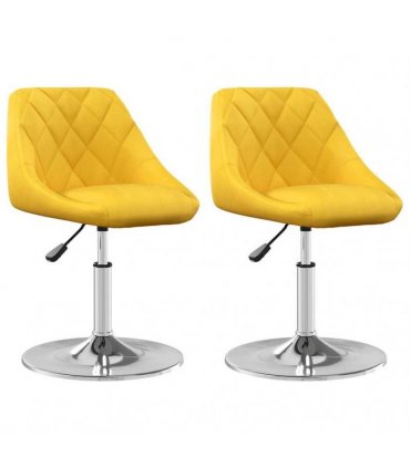 vidaXL Swivel Dining Chairs 2 pcs Mustard Yellow Velvet