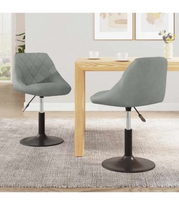 vidaXL Swivel Dining Chairs 2 pcs Light Grey Velvet