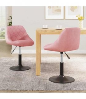 vidaXL Swivel Dining Chairs 2 pcs Pink Velvet