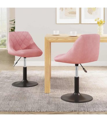 vidaXL Swivel Dining Chairs 2 pcs Pink Velvet