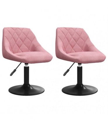 vidaXL Swivel Dining Chairs 2 pcs Pink Velvet