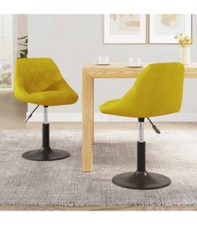 vidaXL Swivel Dining Chairs 2 pcs Mustard Yellow Velvet