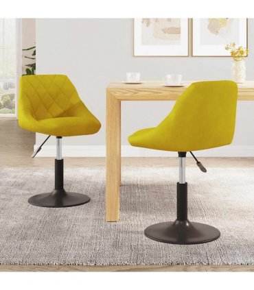 vidaXL Swivel Dining Chairs 2 pcs Mustard Yellow Velvet