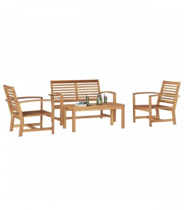 vidaXL Garden Sofa Set 4 pcs Natural Solid Teak Wood