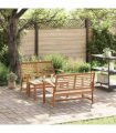 vidaXL Garden Sofa Set 3 pcs Natural Solid Teak Wood