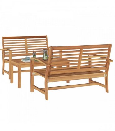vidaXL Garden Sofa Set 3 pcs Natural Solid Teak Wood