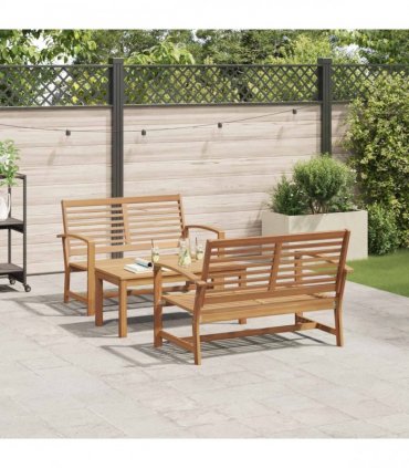 vidaXL Garden Sofa Set 3 pcs Natural Solid Teak Wood