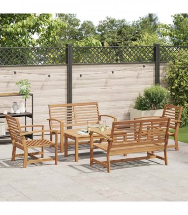 vidaXL Garden Sofa Set 5 pcs Natural Solid Teak Wood