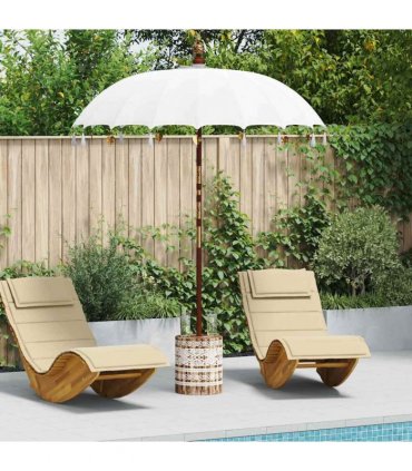 vidaXL Balinese Parasol with Base Cream and White 190 x 190 x 250 cm