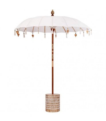 vidaXL Balinese Parasol with Base Cream and White 190 x 190 x 250 cm