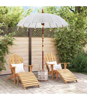vidaXL Balinese Parasol with Base Cream and White 190 x 190 x 250 cm