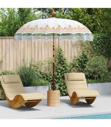 vidaXL Balinese Parasol with Base Ø 210-220 cm Cream