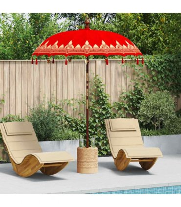 vidaXL Balinese Parasol Red 180-190 cm Cotton and solid wood
