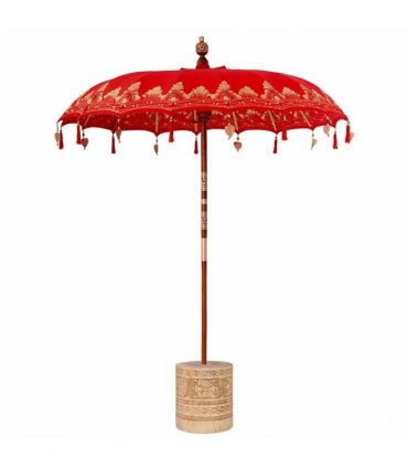 vidaXL Balinese Parasol Red 180-190 cm Cotton and solid wood
