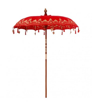 vidaXL Balinese Parasol Red 180-190 cm Cotton and solid wood