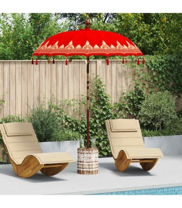 vidaXL Balinese Parasol Red 180-190 cm Cotton and solid wood