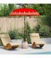 vidaXL Balinese Parasol Red 180-190 cm Cotton and solid wood