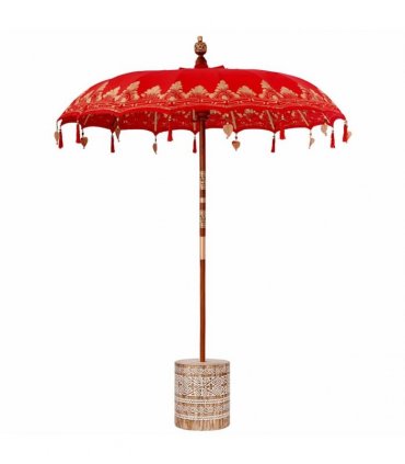 vidaXL Balinese Parasol Red 180-190 cm Cotton and solid wood