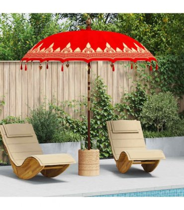 vidaXL Balinese Parasol Red 215 x 215 x 260 cm Cotton and solid wood