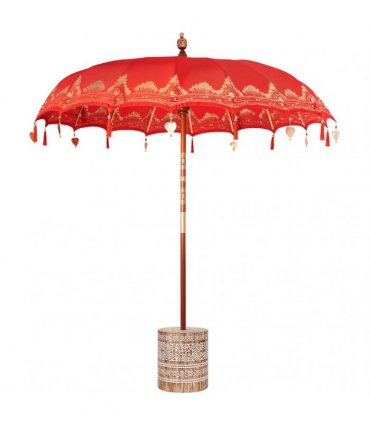 vidaXL Balinese Parasol Red 215 x 215 x 260 cm Cotton and solid wood