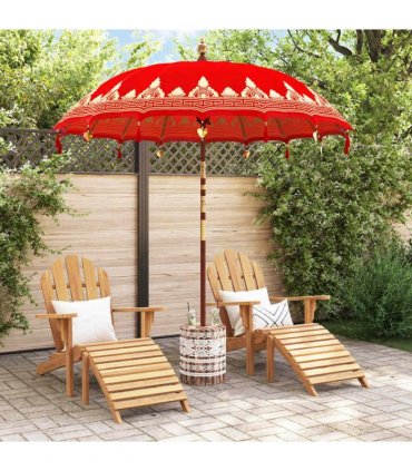 vidaXL Balinese Parasol Red 215 x 215 x 260 cm Cotton and solid wood