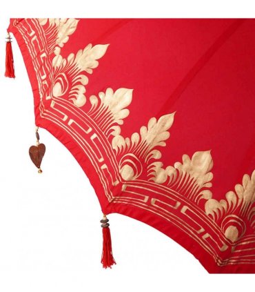 vidaXL Balinese Parasol Red 215 x 215 x 260 cm Cotton and solid wood