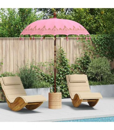 vidaXL Balinese Parasol with Base Ø 180-190 cm Pink