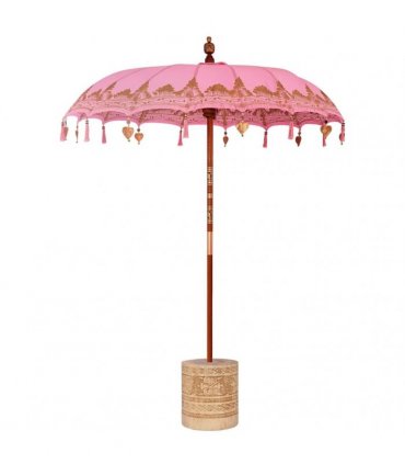 vidaXL Balinese Parasol with Base Ø 180-190 cm Pink