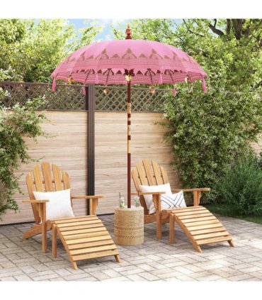 vidaXL Balinese Parasol with Base Ø 180-190 cm Pink