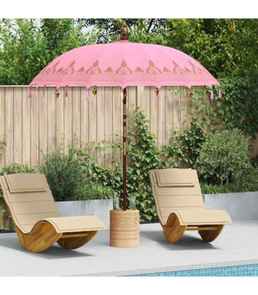 vidaXL Balinese Parasol with Base Ø 210-220 cm Pink