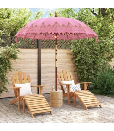vidaXL Balinese Parasol with Base Ø 210-220 cm Pink