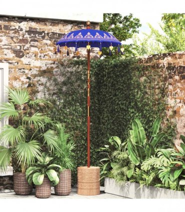 vidaXL Balinese Parasol with Base Blue 95 x 95 x 260 cm
