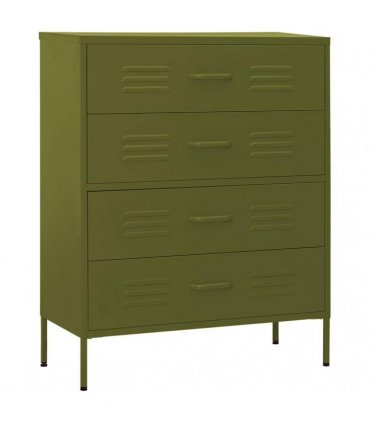 vidaXL Chest of Drawers Olive Green 80x35x101,5 cm Steel