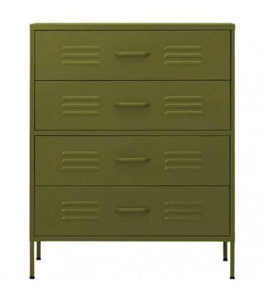 vidaXL Chest of Drawers Olive Green 80x35x101,5 cm Steel