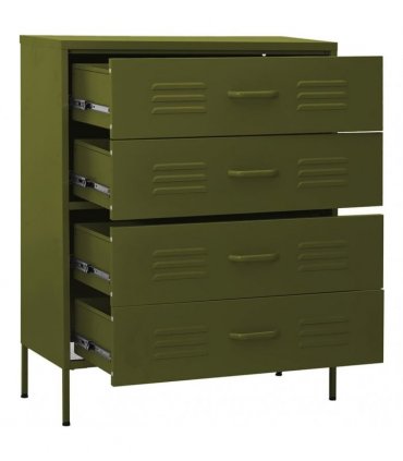 vidaXL Chest of Drawers Olive Green 80x35x101,5 cm Steel