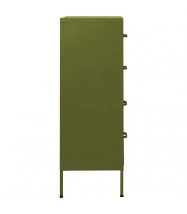 vidaXL Chest of Drawers Olive Green 80x35x101,5 cm Steel
