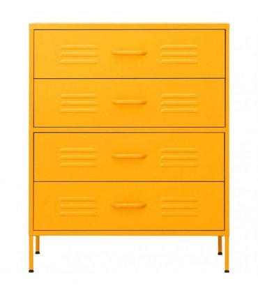 vidaXL Chest of Drawers Mustard Yellow 80x35x101,5 cm Steel