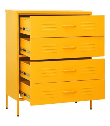 vidaXL Chest of Drawers Mustard Yellow 80x35x101,5 cm Steel