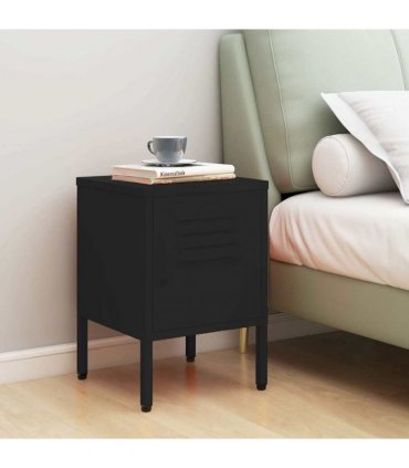 vidaXL Nightstand Black 35x35x51 cm Steel