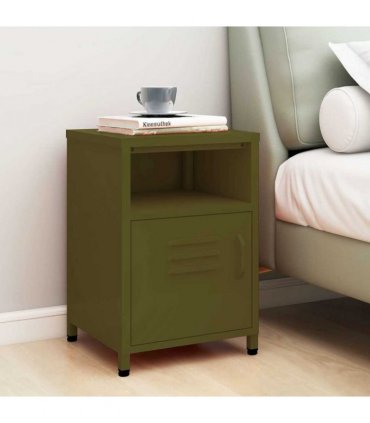 vidaXL Nightstand Olive Green 35x35x51 cm Steel