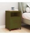 vidaXL Nightstand Olive Green 35x35x51 cm Steel