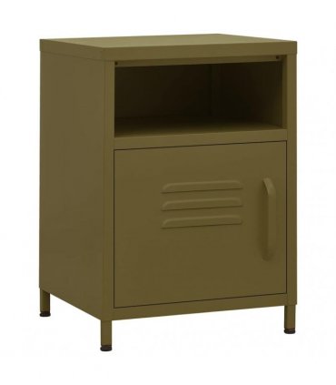 vidaXL Nightstand Olive Green 35x35x51 cm Steel