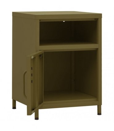 vidaXL Nightstand Olive Green 35x35x51 cm Steel